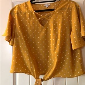 Yellow polka dot blouse